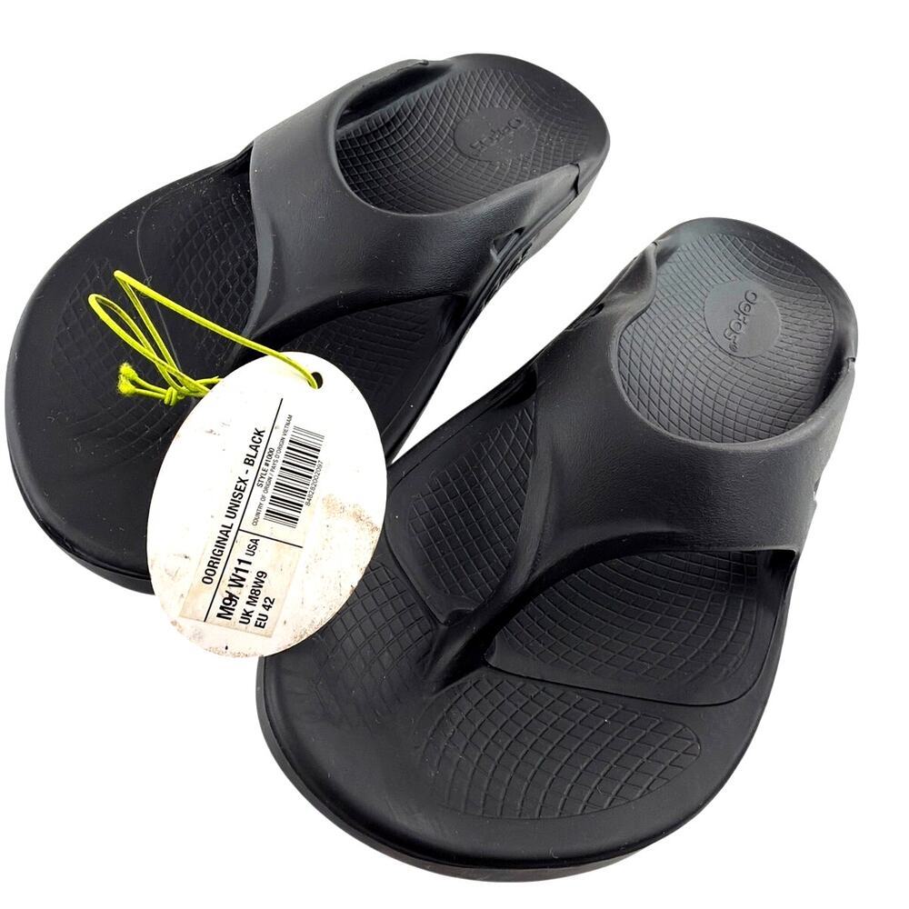 OOfos Unisex Black OOriginal Recovery Thong Slide Sandals Size M9/W11 - Picture 8 of 11